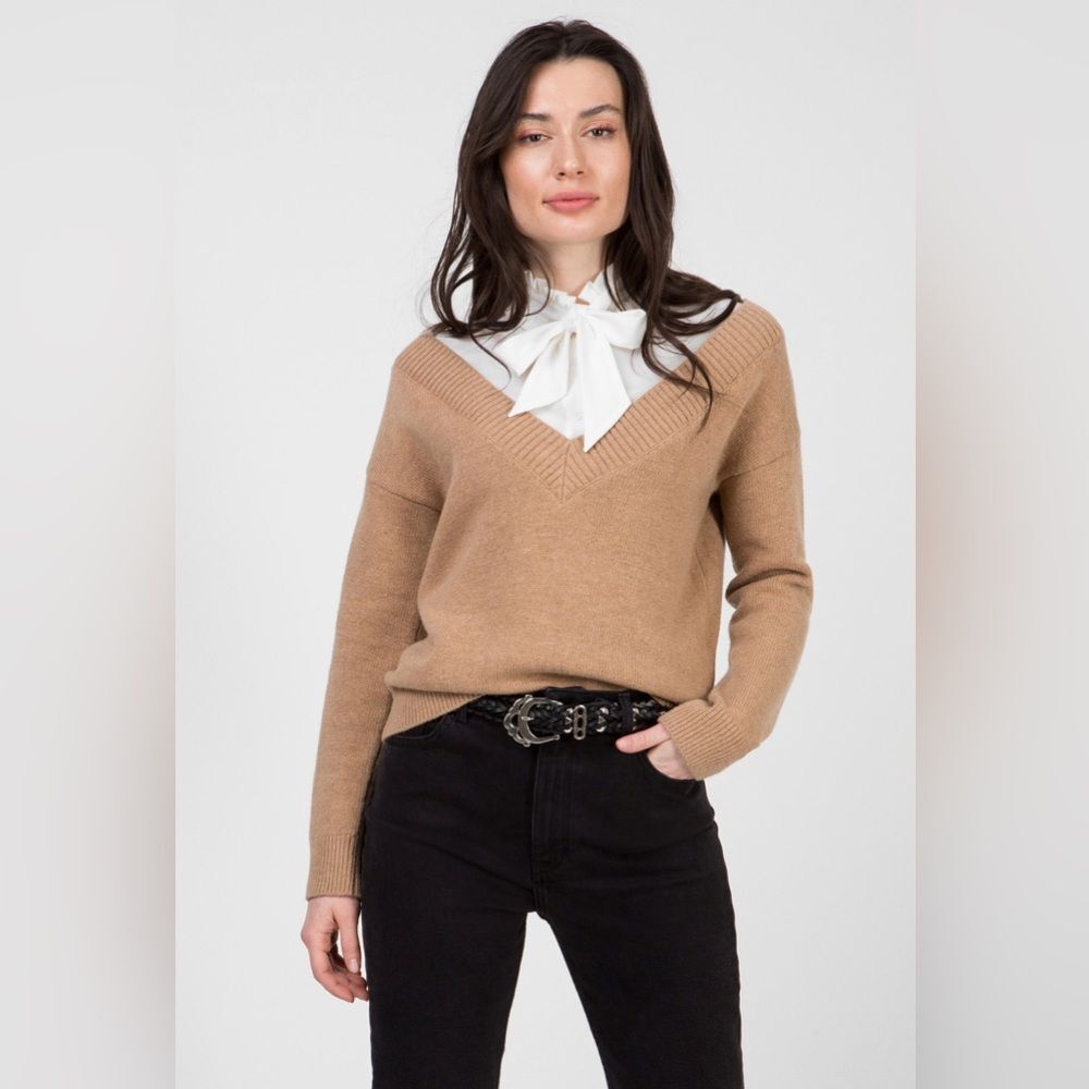 Maje Mirelle Layered wool blend Sweater